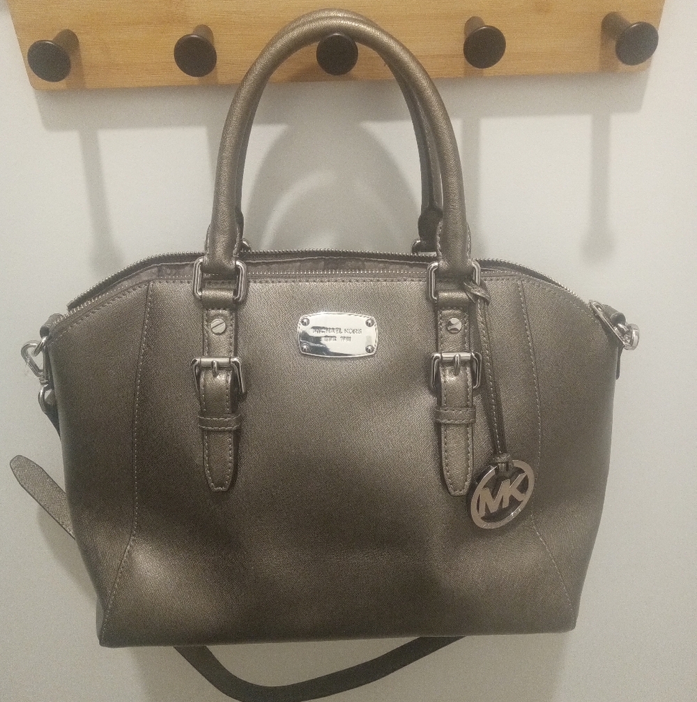 Michael Kors Metallic Gray Large Shoulder Tote Bag